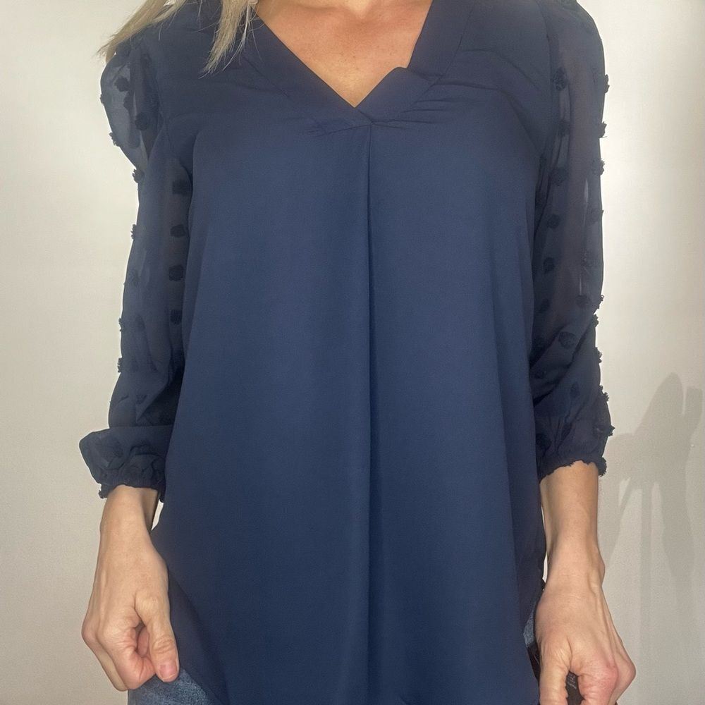 Elegant Navy Blue Women's Top